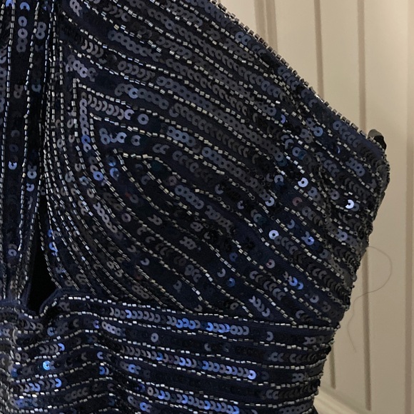 Tiffany Designs by Christina Wu 16327 navy blue long dress beaded top size 10 - Picture 7 of 12